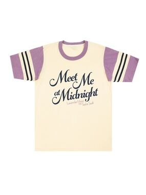 Taylor Swift Meet Me at Midnight Colorblock T Shirt Purple Cream Size XL EUC